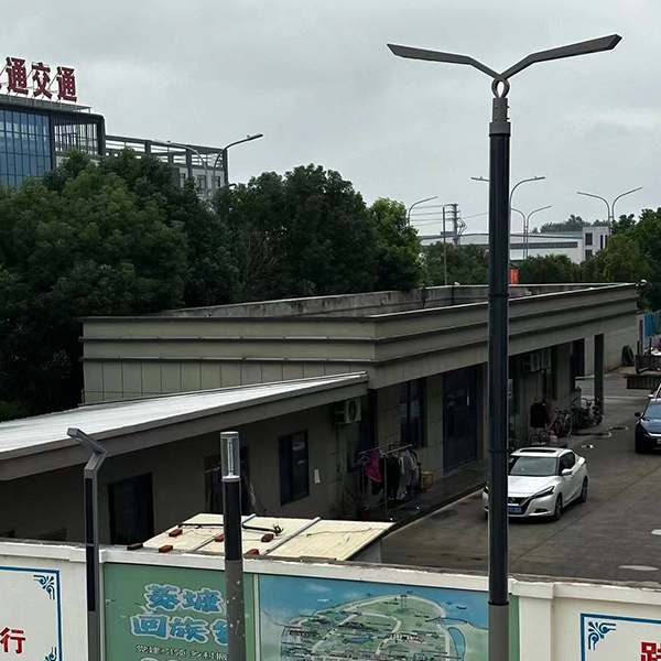 CIRCULAR solar light pole installed — municipal off-grid street lighting application