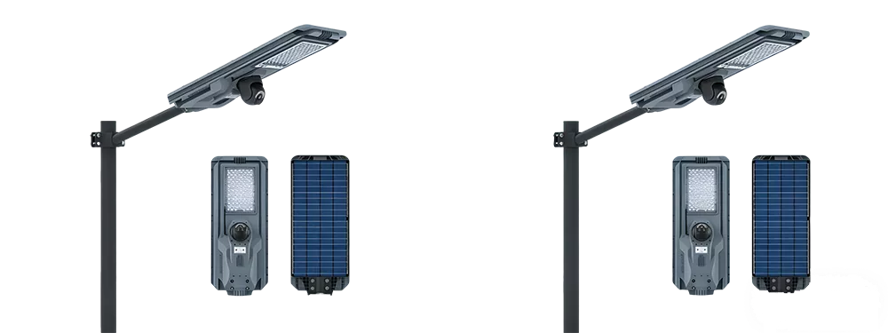 Starship III MJ-SSTH800C integrated solar street light featuring a patent outer space design, 400M pixel HD CCTV camera, and 1440P full-color night vision for high-security residential areas