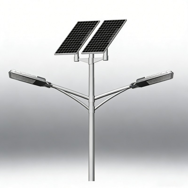 Split Solar Street Light 8 Meters Double Arms