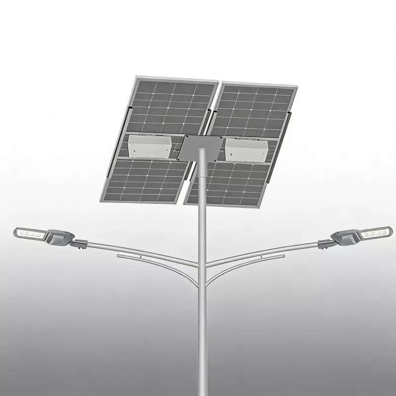 Split Solar Street Light 8 Meters Double Arms