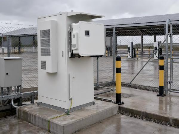 E-Able Power energy storage installation with five battery cabinets and four hybrid inverters in Burkina Faso