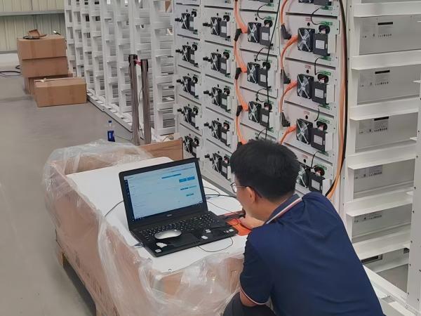 E-Able Power battery cabinets with inverters installed inside a container-based power system